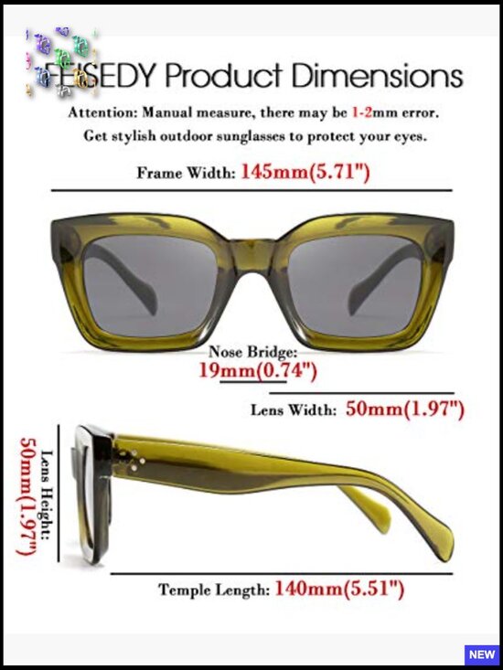 Classic Square Sunglasses Chunky Frame UV400 Protection Vintage Style Shades main image 2